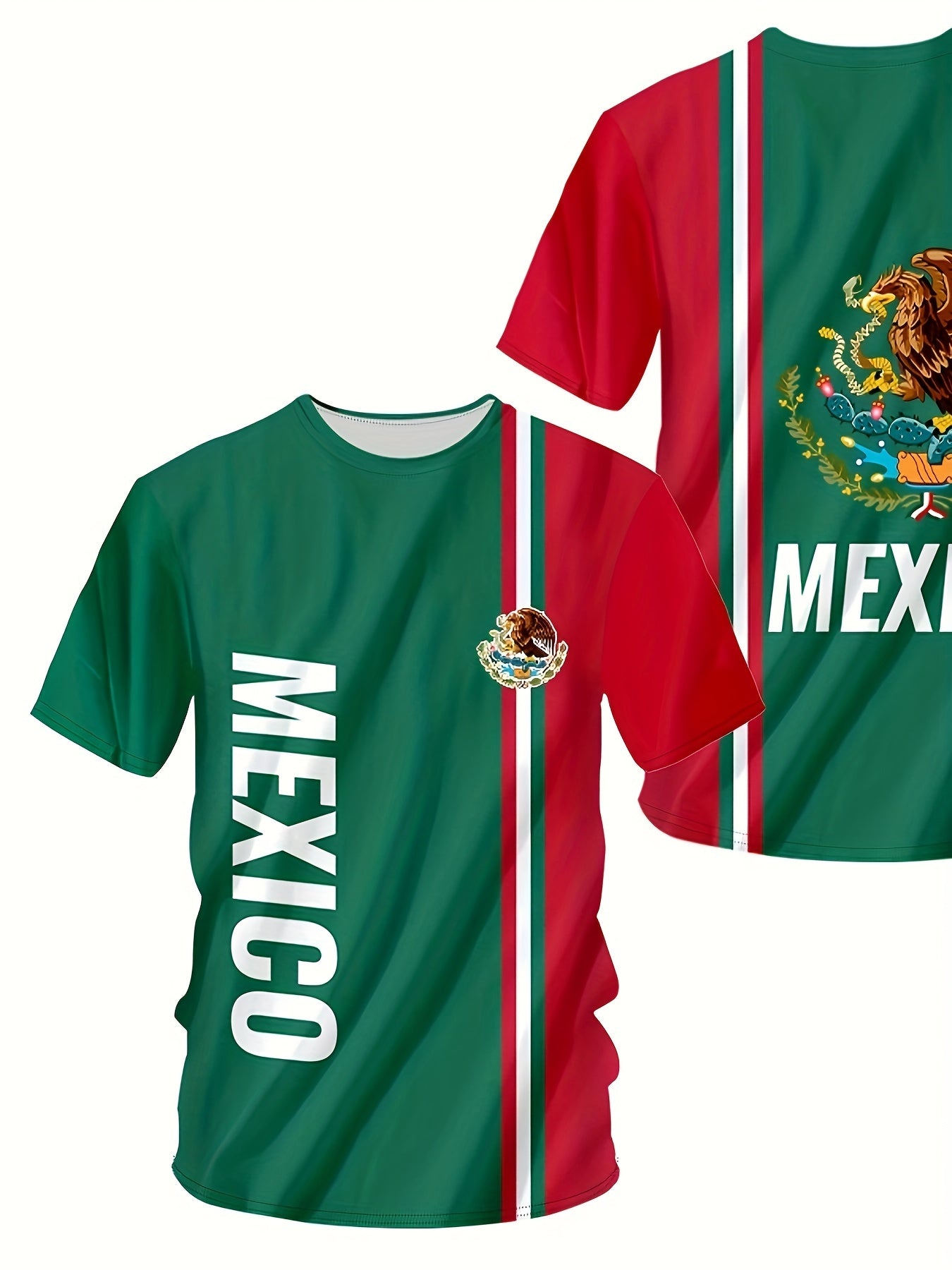 MEXICO Eagle Pattern Men's Block Short Sleeve Sports T shirt
