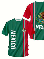 MEXICO Eagle Pattern Men's Block Short Sleeve Sports T shirt
