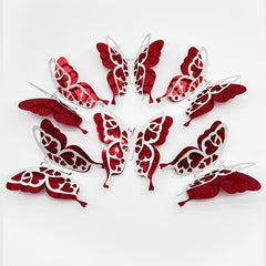 6pcs Glittering Butterfly Stickers Double Layer Decorative Indoor Outdoor Decor