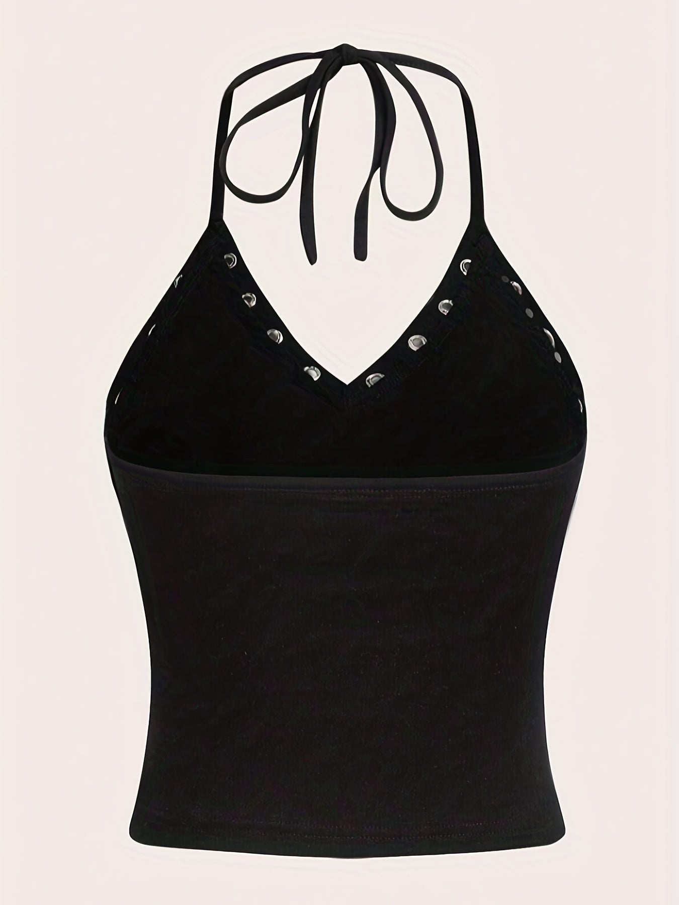 Skull Butterfly Halter Top Y2K V Neck Tie Back Summer Sleeveless