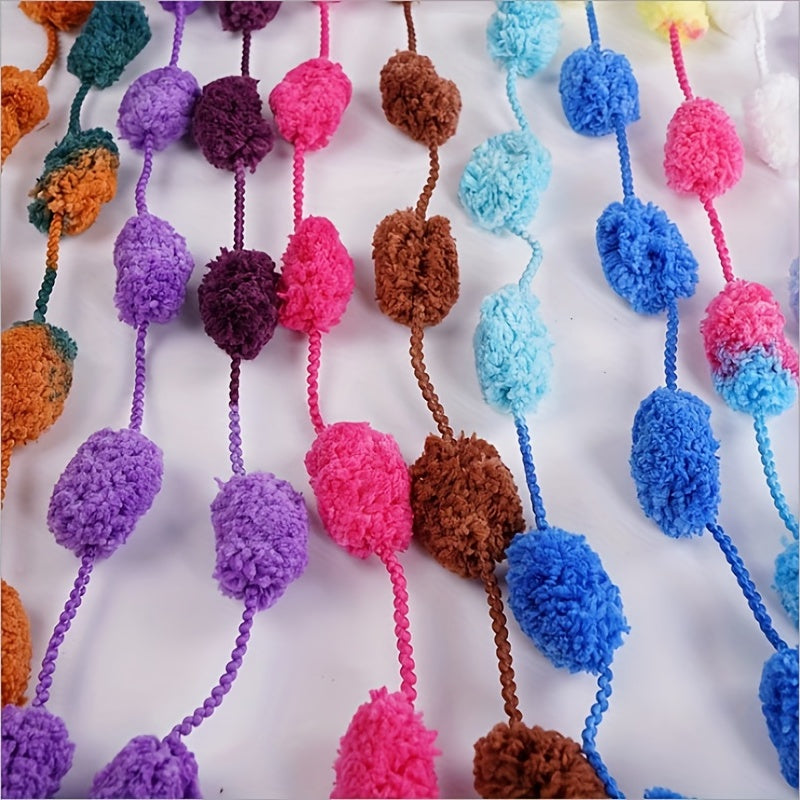 Colorful Thick Ball Yarn Rainbow Pom Pom Polyester Yarn 130g 25m 984in