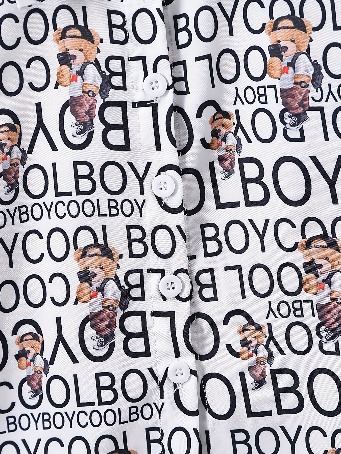 Boys Letter & Bear Print Outfit Short Sleeves Shirt & Shorts Set