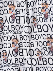 Boys Letter & Bear Print Outfit Short Sleeves Shirt & Shorts Set
