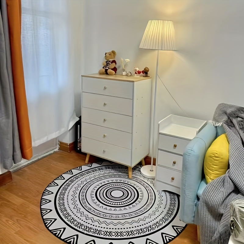 Modern Geometric Round Area Rug for Living Room and Bedroom 35.5 x 35.5