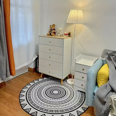 Modern Geometric Round Area Rug for Living Room and Bedroom 35.5 x 35.5