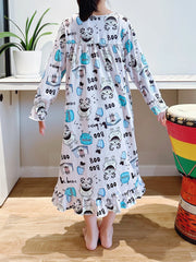 Ghost Pattern Girl's Nightgown Lace Decor Halloween Style Pajama