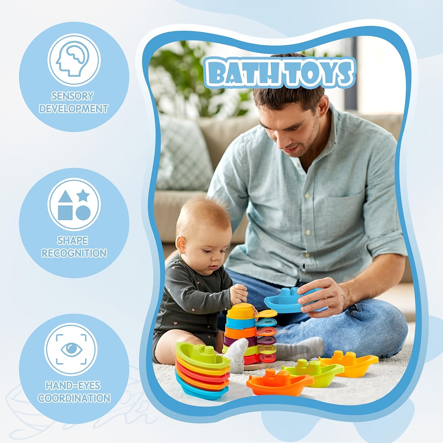 Rainbow Colored Toy Boats Set