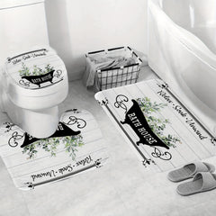 Rustic Flower Plant Bath Curtain Set - Eucalyptus Leaf Spring Theme