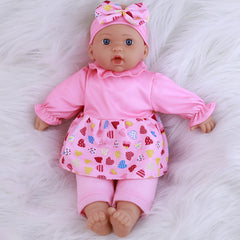 WERFLOT Reborn Baby Doll Soft Body Lifelike Pink Outfit Colorful Patterns