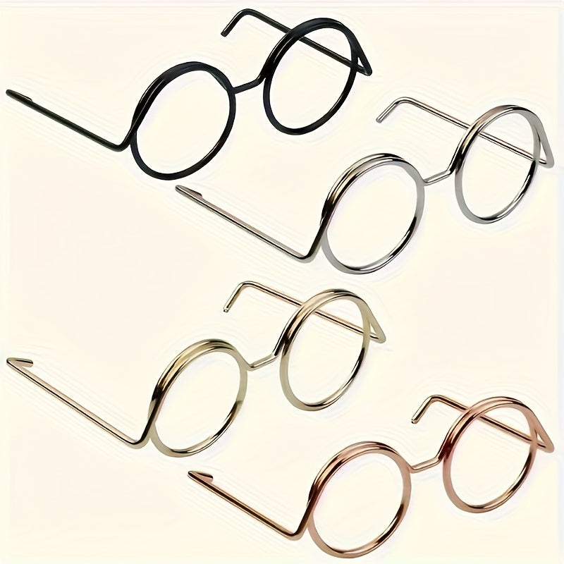 4pcs Mini Eyeglass Frames Various Colors Iron Accessories Metal Craft Glasses