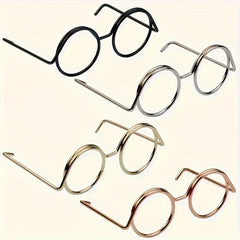 4pcs Mini Eyeglass Frames Various Colors Iron Accessories Metal Craft Glasses