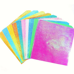 100pcs Glitter Paper Sparkling Origami Shining Square Paper Handcraft 10x10cm