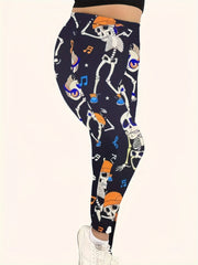 Halloween Sports Leggings Women's Funny Skull Print Yoga Pants