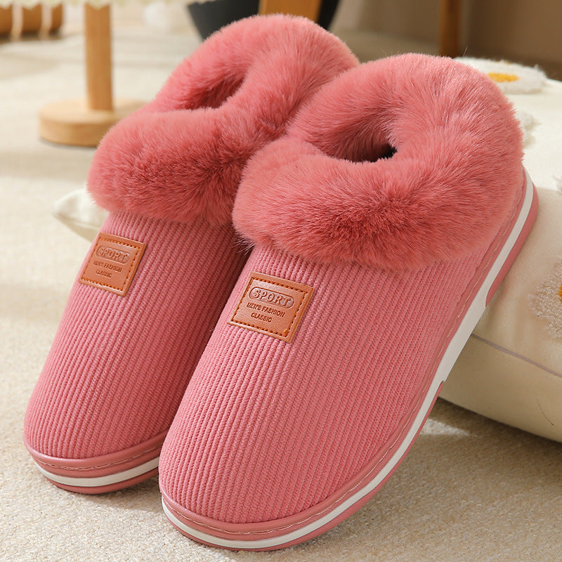 Anti slip Winter Warm Shoes Faux Fur Trim Slip on Thermal Shoes