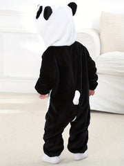 Panda Shape Baby Hooded Thermal Romper Zip Up Long Sleeve