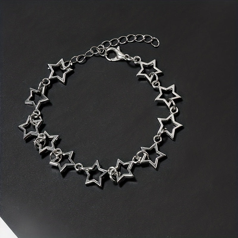 Hollow Star Chain Bracelet Silver Jewelry Gift For Girls