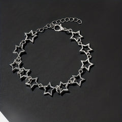 Hollow Star Chain Bracelet Silver Jewelry Gift For Girls