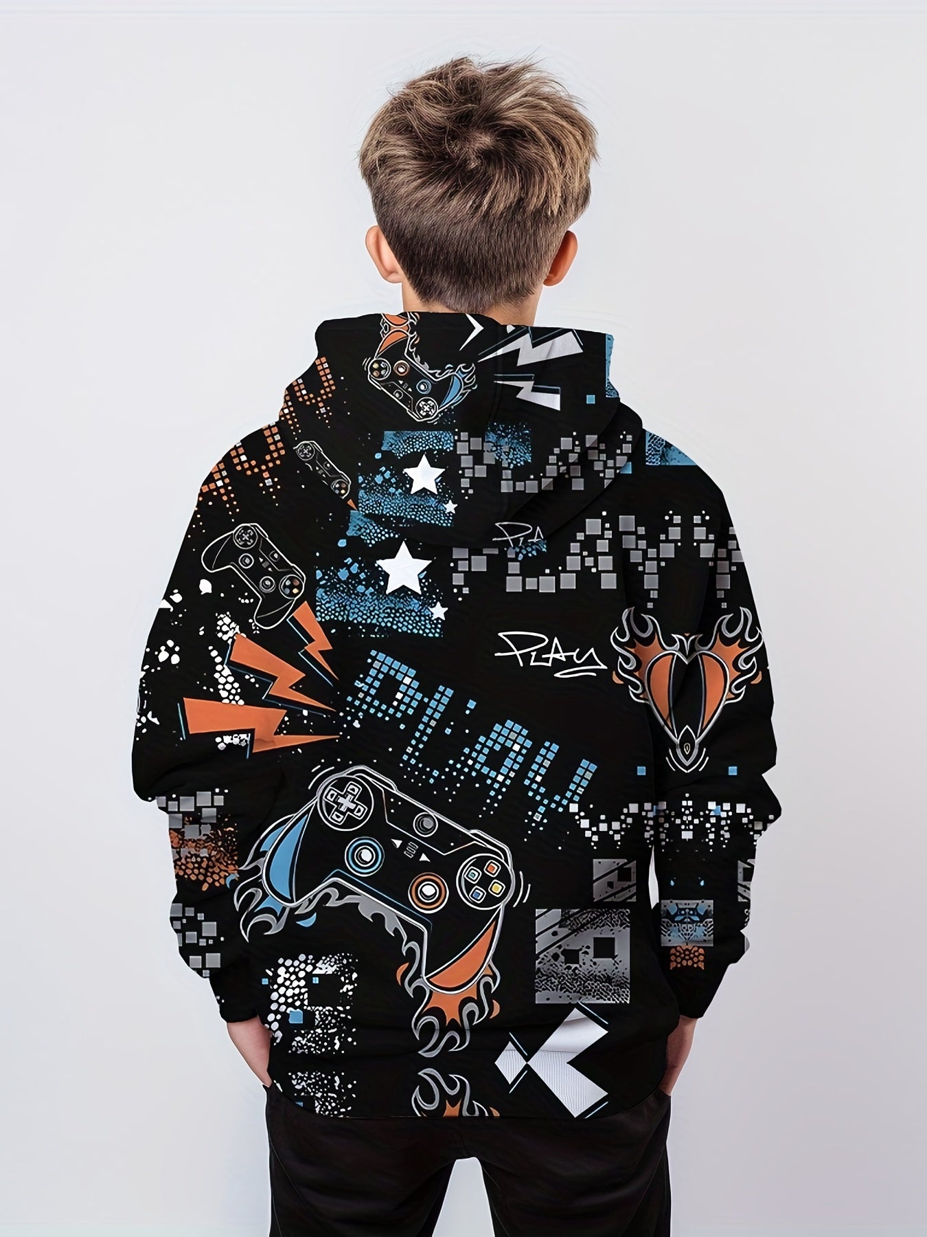 Stylish Gamepad 3D Print Boys Hoodie Top for Kids