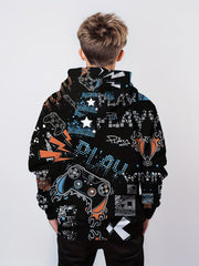 Stylish Gamepad 3D Print Boys Hoodie Top for Kids