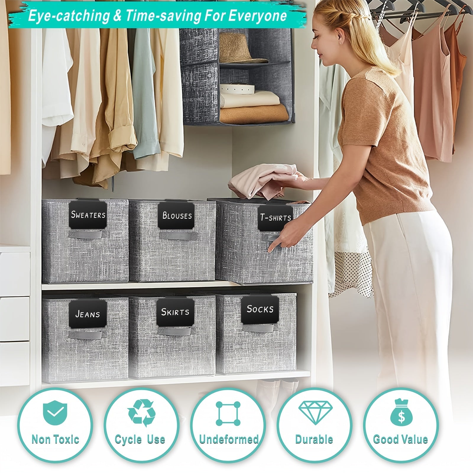 54-Piece Pantry & Storage Bin Labels Set with Chalk Markers