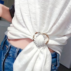 Heart Clothes Clip Brooch Rhinestone Hollow Scarf Sweater Shawl Cape Pin
