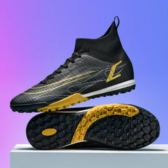 Boy's High Top Turf Football Boots Lace Up TF Soccer Cleats