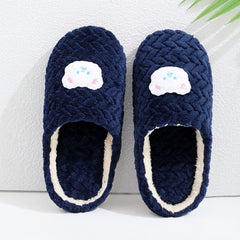 Bear Pattern Plush Slippers Cozy & Warm Closed Toe Slip On Flat Shoes