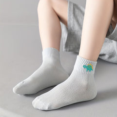 5 Pairs Dino Embroidery Socks for Kids Teen
