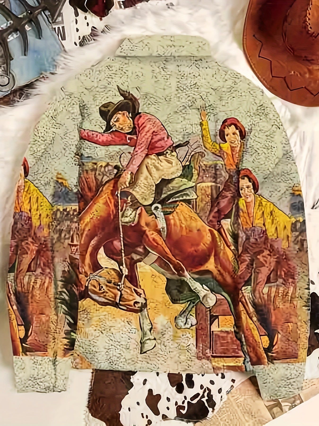 Men's Cowboy Fleece Pullover Sweatshirt Coat