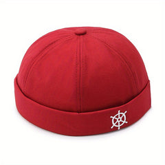 Rudder Embroidery Docker Cap Unisex Beanie Solid Skull Hat Casual Lightweight