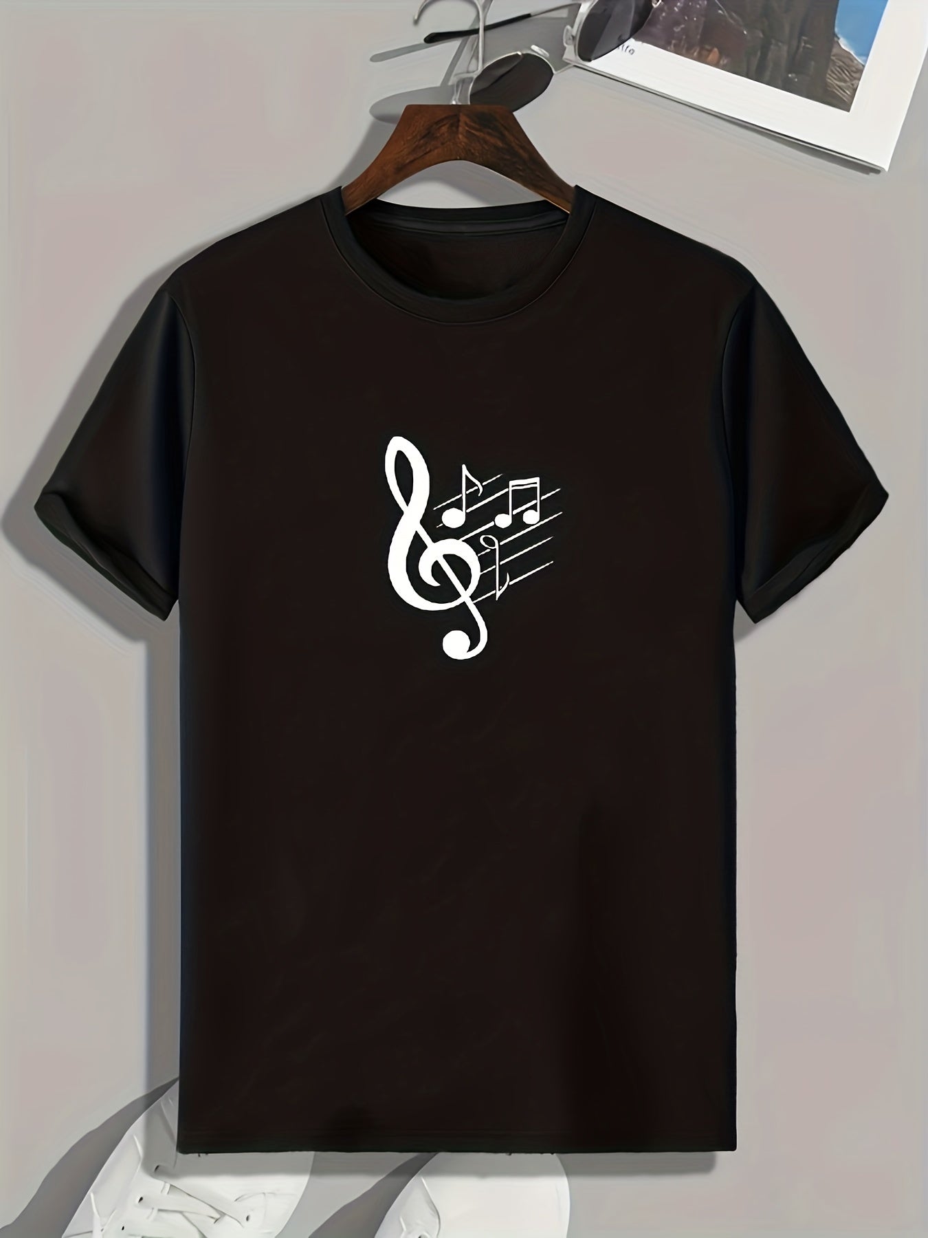 Musical Note Print Men's Tee Casual Comfy T Shirt for Summer