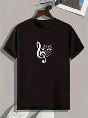 Musical Note Print Men's Tee Casual Comfy T Shirt for Summer