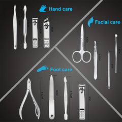 12pcs Nail Clippers Pedicure Kit Stainless Steel Professional Groom