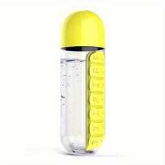 600ml Water Cup with Medicine Box, Lightweight Bottle for Fitness & Outdoor