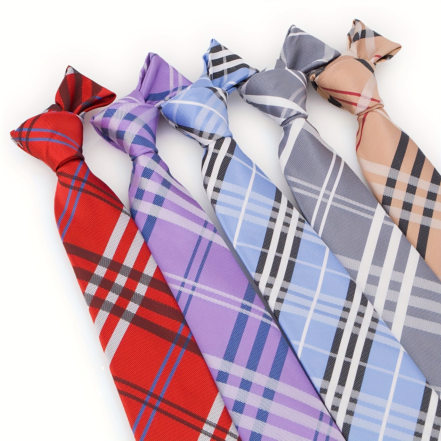 Men's Gingham Check Stripe Ties Business Neckties 8cm