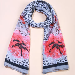 Leopard Floral Print Scarf Multifunctional Long Scarf Bandana Head Wrap