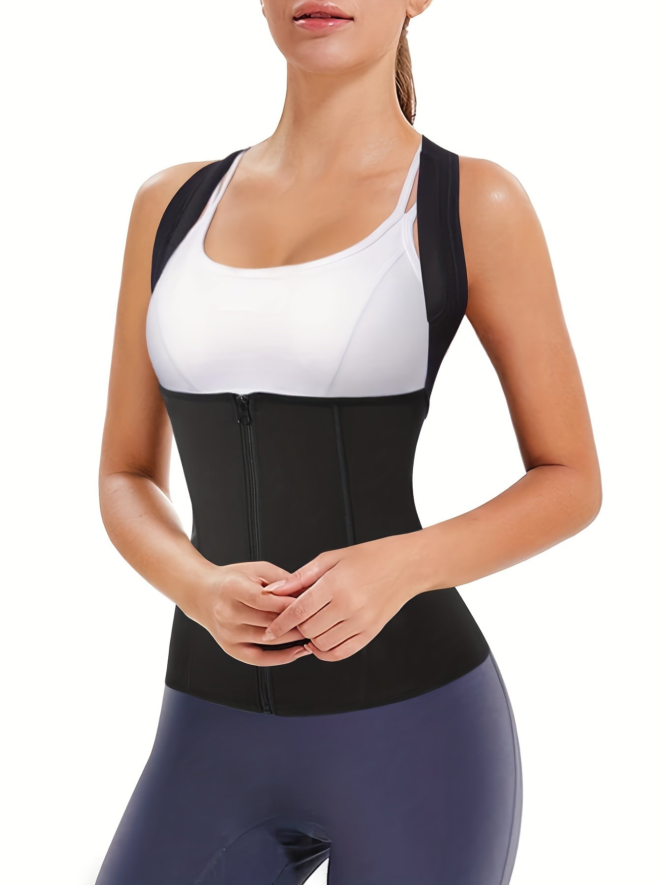 Zipper Shaping Tank Top Posture Corrector Waist Trainer Slimmer