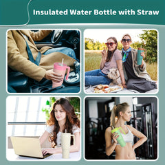 1200ml Travel Water Bottle With Handle Leakproof Lid Stainless Steel Tumbler
