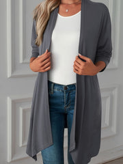 Solid Long Sleeve Open Front Cardigan