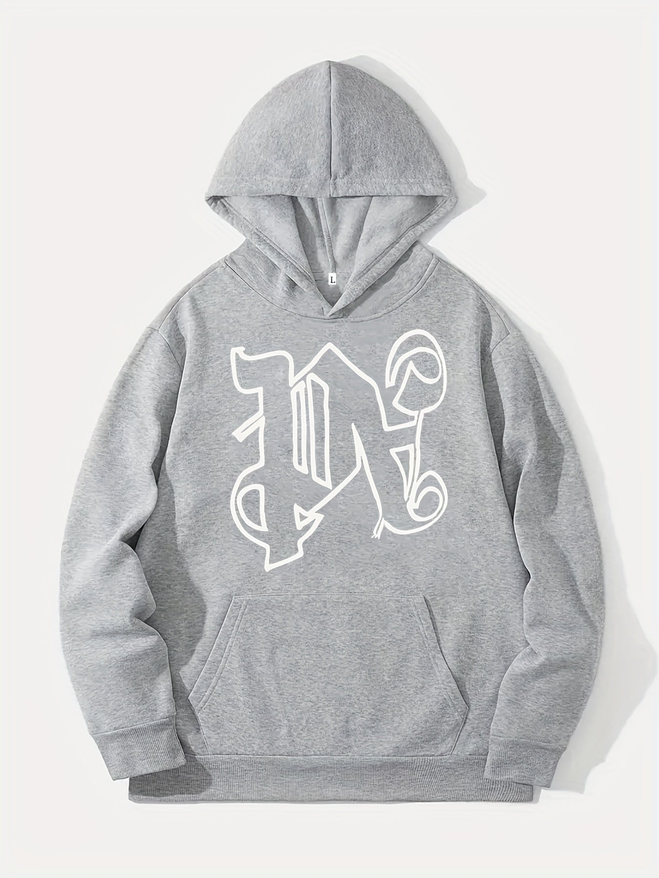 Letter Print Hoodie for Men Graphic Pullover Hooded Sweatshirt