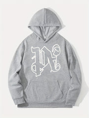 Letter Print Hoodie for Men Graphic Pullover Hooded Sweatshirt