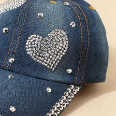 Rhinestone Decor Denim Baseball Cap For Men Women Couples Year Presents
