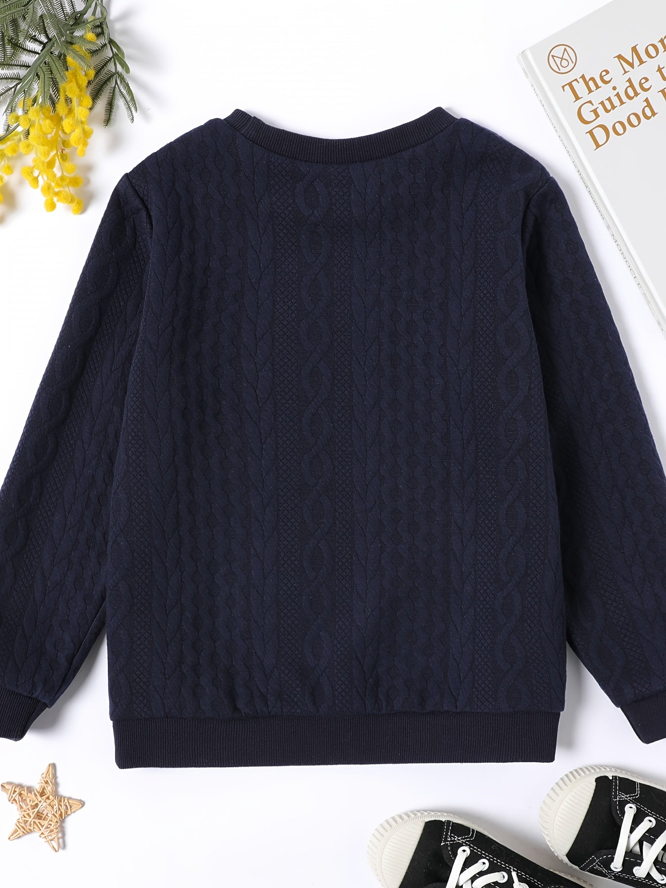Kid Boy Casual Long Sleeve Cable Knit Sweatshirt