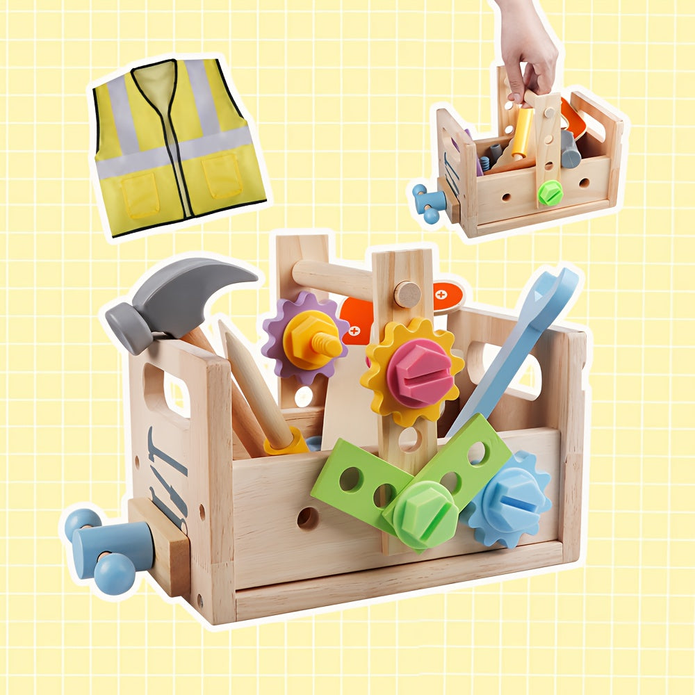 29pcs Magic Kids Tool Set Wooden Play Toolbox DIY Toy Multifunctional