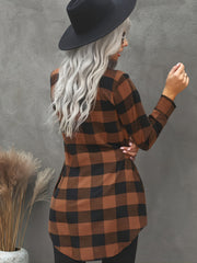 Plaid Shirt Jacket Long Sleeve Button Up Casual Shacket