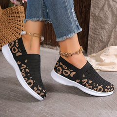 Leopard Print Slip on Sneakers for Women, Non-Slip Walking Shoes