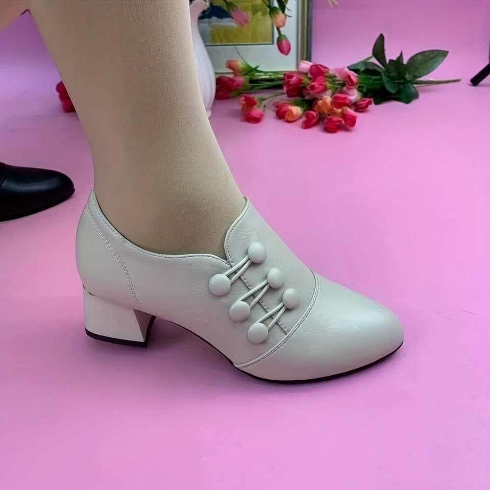 Women's Casual Chunky Heel Slip On Pumps