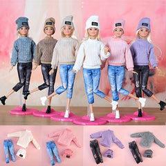 Multicolored Outfit Sweater Jeans Hat for 29 97 cm Doll