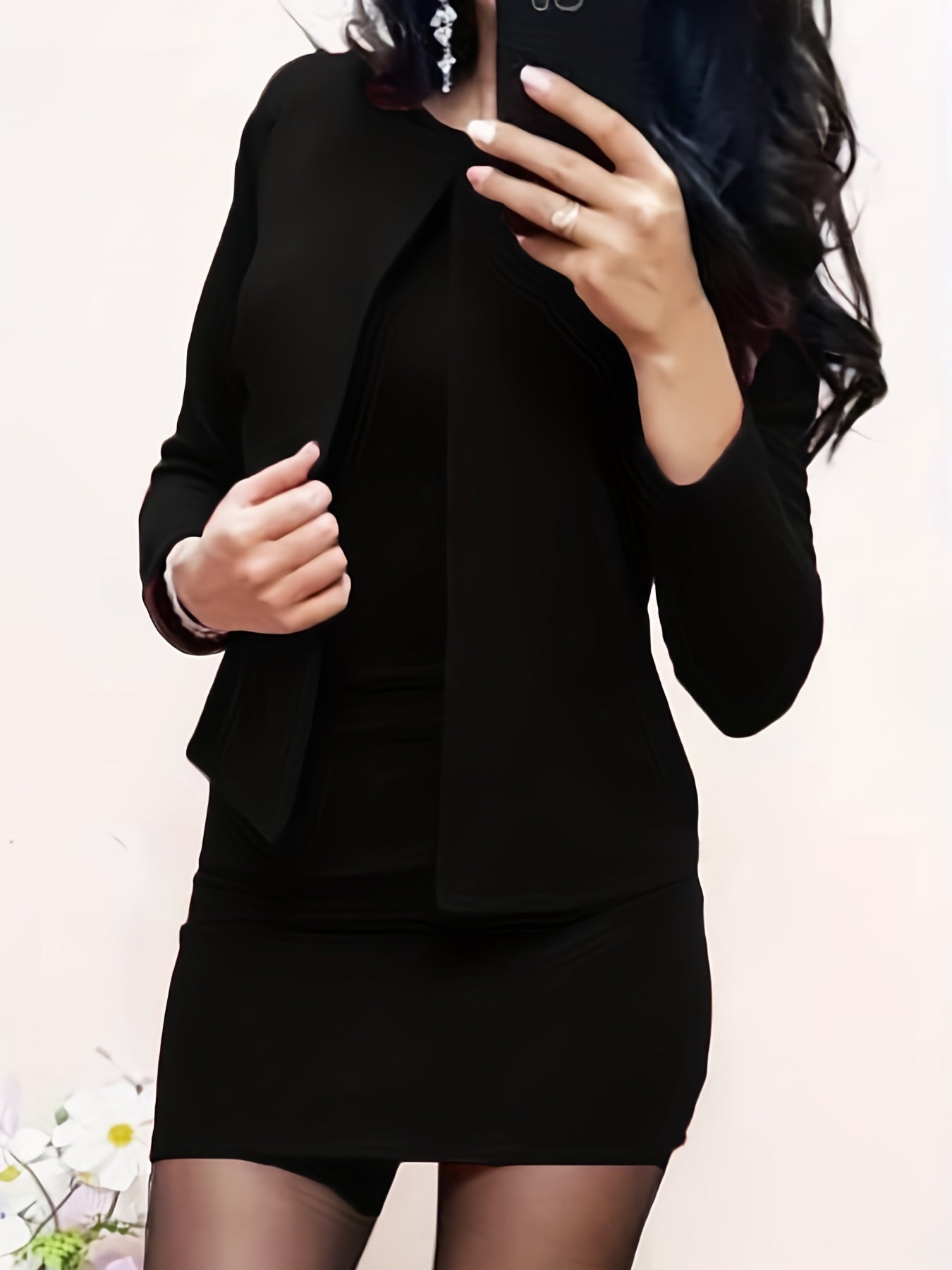 Slim Two-piece Dress Set Long Sleeve Jacket & Bodycon Dress