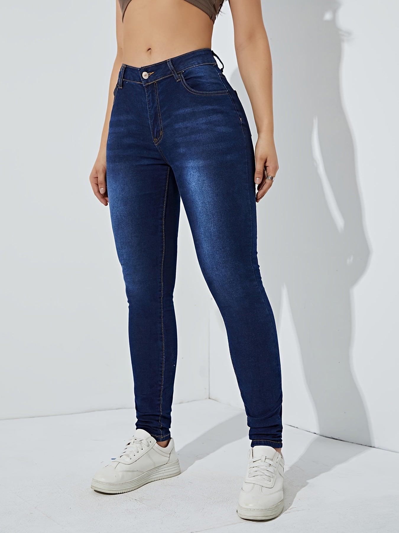 Dark Skinny High Rise Jeans Women's Denim Pants